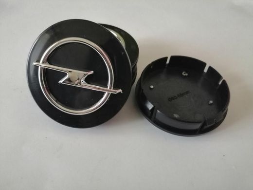 Купити Ковпачки на титани Opel (60/55мм) чорні хромовані / пластик об'ємний логотип 4 шт 23029