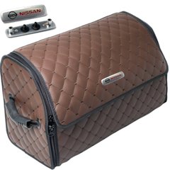 Купить Органайзер саквояж в багажник Nissan Premium (Основа Пластик) Эко-кожа Коричневый 62643 Саквояж органайзер