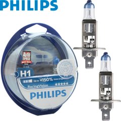 Купить Автолампа галогенная Philips Racing Vision +150% H1 12V 55W 2 шт (12258RVS2) 38392 Галогеновые лампы Philips