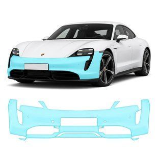 Купить Антигравийная защитная бронепленка по лекалам для Porsche Taycan I 2019-2023 - передний бампер 108390 Модельные лекала защитных пленок для Porsche