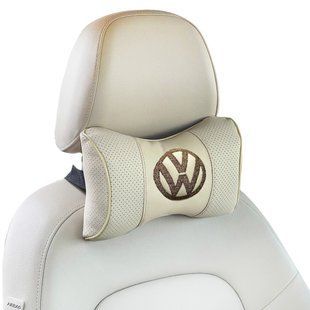 Buy Headrest pillow with Volkswagen logo Antara-Eco-leather Black-Grey 1 pc 86371 Pillows for the headrest - under the neck
