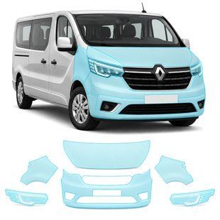 Купить Антигравийная защитная бронепленка по лекалам для Renault Trafic III 2014- передняя часть авто (капот бампер фары крылья) 108656 Модельные лекала защитных пленок для Renault