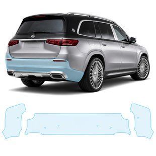 Buy Pre-cut paint protection film for Mercedes-Benz Maybach GLS X167 2020- rear bumper 107127 Model-specific paint protection film patterns for Mercedes-Benz