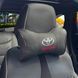 Buy Headrest pillow with Toyota logo Eco-leather 3D Color logo Black-Brown piping 1 pc 91578 Pillows for the headrest - under the neck