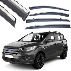 Купити Дефлектори вікон вітровики Benke для Ford Kuga / Escape 2013-2019 Хром Молдинг Нержавіюча сталь 3D (BFDYH1323-W/S) 62336 Дефлектори вікон Ford