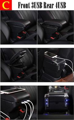 Купить Подлокотник Универсальный Milex 135x320x150 см 7 USB Черный - Красная нить 36579 Подлокотники в авто