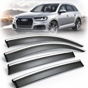 Купить Дефлекторы окон ветровики Benke для Audi Q7 2016-2020 С Хром Молдинг Из Нержавеющей Стали 3D 31858 Дефлекторы окон Audi