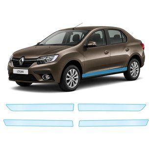 Buy Pre-cut paint protection film for Renault Logan II 2012-2021 - lower body area 108592 Model-specific paint protection film patterns for Renault