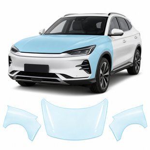 Купить Антигравийная защитная бронепленка по лекалам для BYD Song Plus I facelift 2023- капот и передние крылья 103255 Модельные лекала защитных пленок для BYD