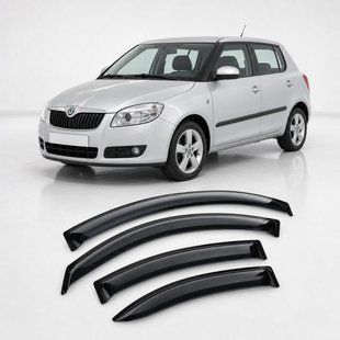 Купить Дефлекторы окон ветровики для Skoda Fabia II Hb 2007 Скотч 3M (AMS20207) Acrylic 4 шт 110687 Дефлекторы окон Skoda