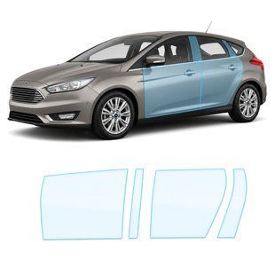 Купити Антигравійна захисна бронеплівка за лекалами для Ford Focus III facelift 2015-2018 - зони дверей і стійки вікон 104425 Модельні лекала захисних плівок для Ford