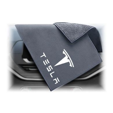 Купить Флисовое полотенце для авто с логотипом Tesla 30х30 см 89197 Салфетки микрофибра губки для мытья