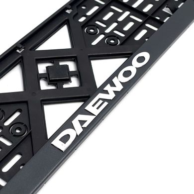 Купить Рамка номера Daewoo защелка 3D надпись Хромированная / Полипропилен гибкий морозостойкий 41054 Рамка номера - Модельные  надписи