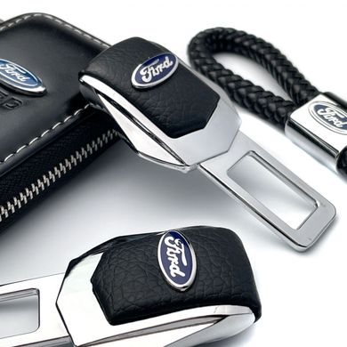 Купити Автонабір №10 для Ford / Заглушки ременя безпеки з логотипом / Брелок та чохол для ключів / Шкіра Наппа 38720 Подарункові набори для автомобіліста