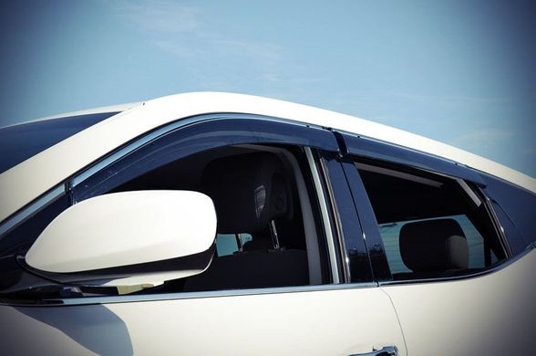 Купить Дефлекторы окон ветровики для Hyundai Santa Fe 2012-2018 Хром Молдингом 1859 Дефлекторы окон Hyundai