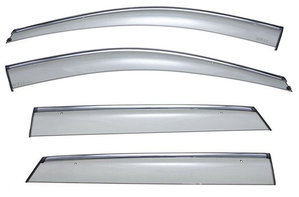 Купити Дефлектори вікон вітровики для Hyundai Santa Fe 2012- Хром Молдингом 1859 Дефлектори вікон Hyundai