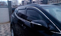 Купить Дефлекторы окон ветровики для Hyundai Santa Fe 2012-2018 LWB С Хром молдингом 35870 Дефлекторы окон Hyundai