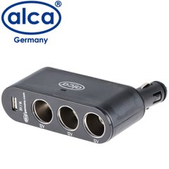 Купить Разветвитель прикуривателя Alca 12V 3 гнезда и 1USB Угол поворота 90° Оригинал (510 200) 57588 Зарядное устройство - USB Адаптеры - Разветвители - FM Модуляторы
