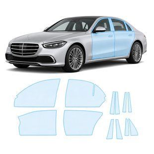 Купити Антигравійна захисна бронеплівка за лекалами для Mercedes-Benz S-Class W223 2020- зони дверей і стійки вікон 107197 Модельні лекала захисних плівок для Mercedes-Benz