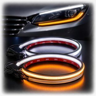 Buy Daytime running lights DRL flexible on tape 12v / 60 cm / turn signal function / White and Yellow 2 pcs 8374 Daytime Running Lights (DRL)