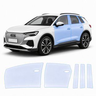 Buy Pre-cut paint protection film for Audi Q4 e-tron F4 2021- doors and windows pillars 101756 Model-specific paint protection film patterns for Audi