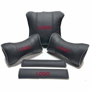 Buy Salon set Headrest pillows under the back Belt pads 3D Colored logo Eco-leather Black 94812 Pillows for the headrest - under the neck