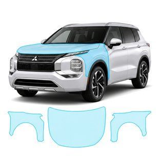 Купить Антигравийная защитная бронепленка по лекалам для Mitsubishi Outlander IV 2021- капот и передние крылья 107527 Модельные лекала защитных пленок для Mitsubishi