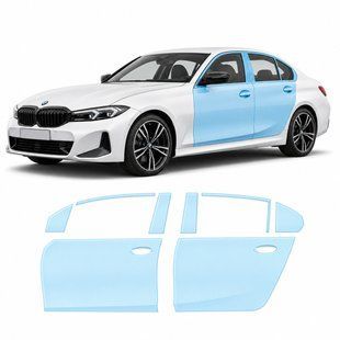 Купить Антигравийная защитная бронепленка по лекалам для BMW 3 Series G20 facelift 2022- зоны дверей и стойки окон 102071 Модельные лекала защитных пленок для Bmw