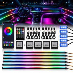 Купить LED Подсветка Салона неоновая RGB Ambient light 12V Bluetooth (Набор 18 в 1) 81277 Подсветки - Стопы внутрисалонные