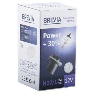 Купить Автолампа галогенная Brevia + 30% / H27/1 / 27W / 12V / 1 шт (12271PC) 38232 Галогеновые лампы Brevia
