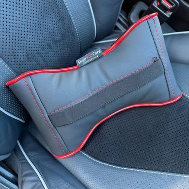 Buy Headrest pillow with Ford logo Ekoshkira 3D Color logo Black-Red edging 1 piece 91737 Pillows for the headrest - under the neck