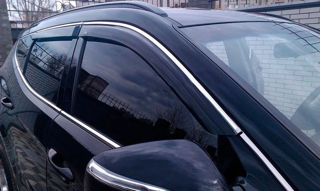Купить Дефлекторы окон ветровики для Hyundai Santa Fe 2012-2018 LWB С Хром молдингом 35870 Дефлекторы окон Hyundai