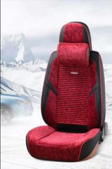 Купить Авточехлы универсальные 5D экокожа замша Черно - красные 4910 Майки для сидений закрытые