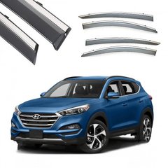 Купить Дефлекторы окон ветровики S4C для Hyundai Tucson (TL) 2015-2020 C Хром молдингом Нержавеющей Стали 3D 297 Дефлекторы окон Hyundai