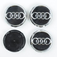 Купити Ковпачки на титани Audi (60/55мм) чорні хромовані / пластик об'ємний логотип ЛЮКС 4 шт 34070 Ковпачки на титани