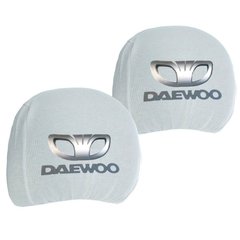 Купити Чохли для підголівників Daewoo Універсальні Білі Кольоровий логотип 2 шт 26312 Чохли на підголовники
