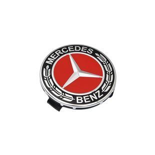 Купить Колпак колеса Mercedes Красный с черным d=75мм пластик 1 шт (колпачок, заглушка диска) 90332 Колпачки на титаны