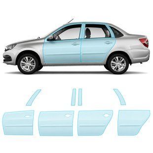 Купить Антигравийная защитная бронепленка по лекалам для LADA Granta 2190 facelift 2018-2022 - зоны дверей и стойки окон 105853 Модельные лекала защитных пленок для LADA