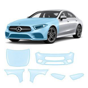 Купити Антигравійна захисна бронеплівка за лекалами для Mercedes-Benz CLS C257 2018-2021 - передня частина авто (капот бампер крила)) 106736 Модельні лекала захисних плівок для Mercedes-Benz