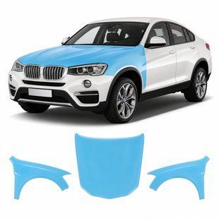 Купить Антигравийная защитная бронепленка по лекалам для BMW X4 F26 2014-2018 - капот и передние крылья 102377 Модельные лекала защитных пленок для Bmw