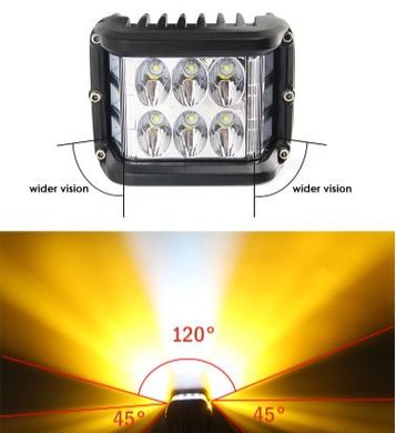 Купити Додаткова LED фара 18W (3W*6) 10-30V 90x76x80 mm Близький стробоскоп 1 шт (W 0260-RB) 8735 Мигалки - Стробоскопи