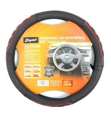 Buy Elegant 105731 leather steering wheel cover, M 37-38 cm, black/red 112185 Leather Steering Wheel Covers
