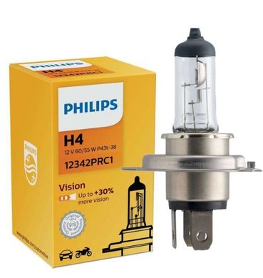 Купить Автолампа галогенная Philips Premium + 30% 12V H4 60/55W 3200K 1 шт (12342PRC1) 38401 Галогеновые лампы Philips