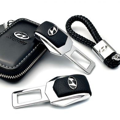 Купити Автонабір №10 для Hyundai / Заглушки ременя безпеки з логотипом / Брелок та чохол для ключів / Шкіра Наппа 38727 Подарункові набори для автомобіліста