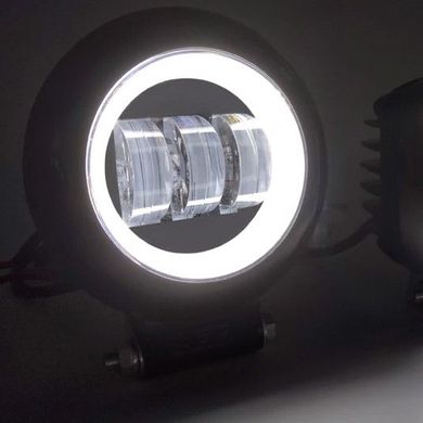 Купити Світлодіодна додаткова LED фара Кругла D115x60 mm / Лінза з ДХО / 45W / 15Wх3 / 10-30V / 1 шт 8802 Додаткові LЕD фари