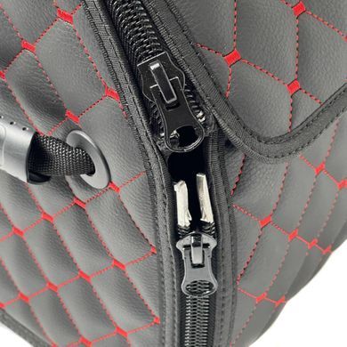 Buy Organizer travel bag in the trunk of Chevrolet Premium (Base Plastic) Eco-leather Black-Red thread 62601 Travel bag organizer