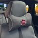 Buy Headrest pillow with Fiat logo Eco-leather 3D Colored logo Black-Grey edging 1 pc 91743 Pillows for the headrest - under the neck