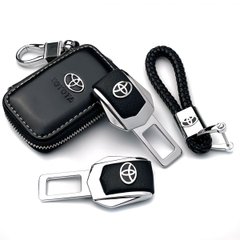Купити Автонабір №10 для Toyota / Заглушки ременя безпеки з логотипом / Брелок та чохол для ключів / Шкіра Наппа 38722 Подарункові набори для автомобіліста