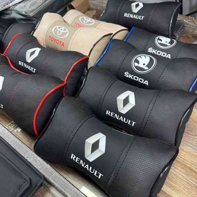 Buy Salon set Headrest pillows under the back Belt pads 3D Colored logo Eco-leather Brawn 94813 Pillows for the headrest - under the neck