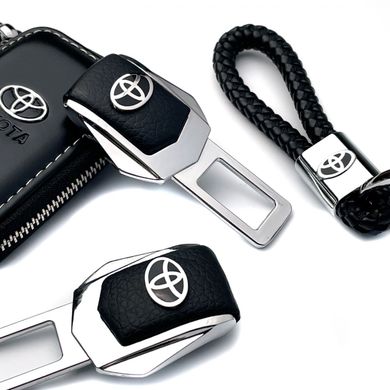 Купить Автонабор №10 для Toyota / Заглушки ремня безопасности с логотипом / Брелок и чехол для ключей / Кожа Наппа 38722 Подарочные наборы для автомобилиста